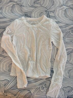 aerie White Crewneck Long Sleeve Tee